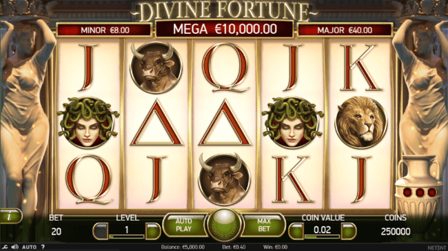 Divine Fortune start screen