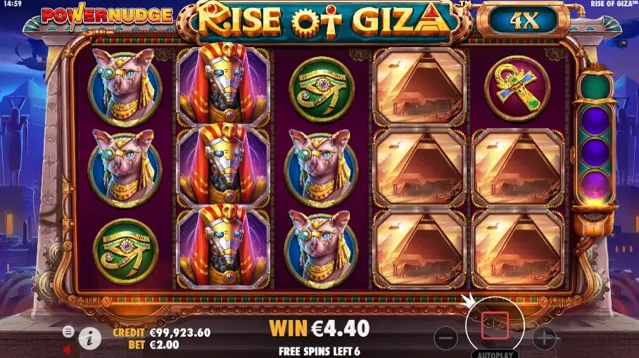 Rise of Giza Powernudge Slot (free spins feature)