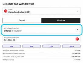 Amount to withdraw