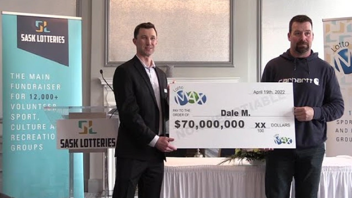 Regina resident, Dale McEwen (right) was revealed as the fortunate winner