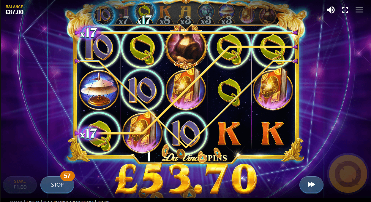 Da vinci free spins WIN.PNG