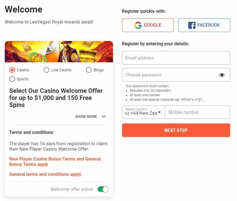 How to register LeoVegas 768x651