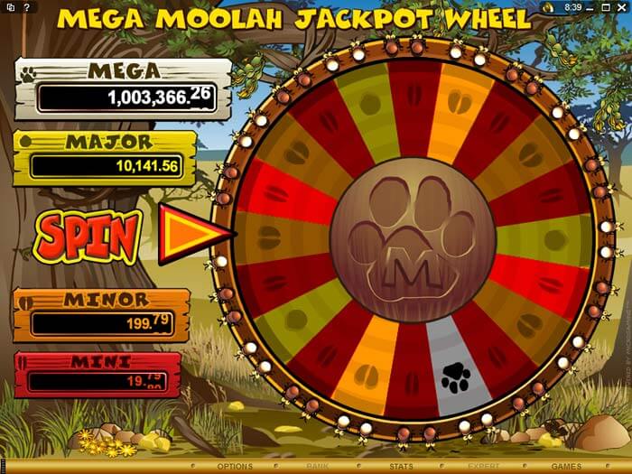 Megamoolah jackpot Wheel