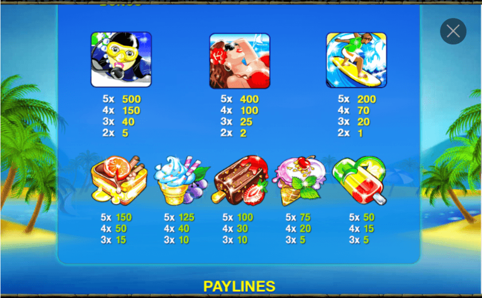 Beach Life paytable 1