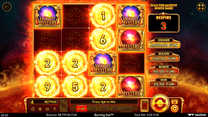 Burning sun hold jackpot