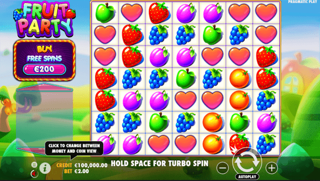 Fruit party start screen