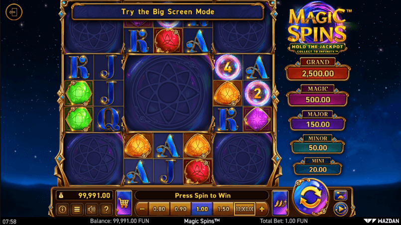 Magic spins start screen