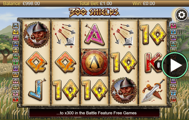 300 shields start screen