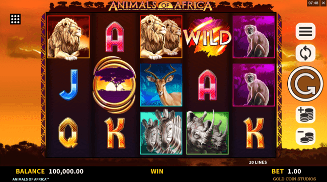 Animals of Africa start screen