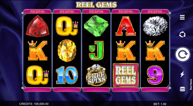 Reel Gems start screen
