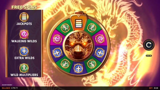 Asian fusion free spins wheel