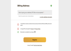 Fill in your billing Address and click register