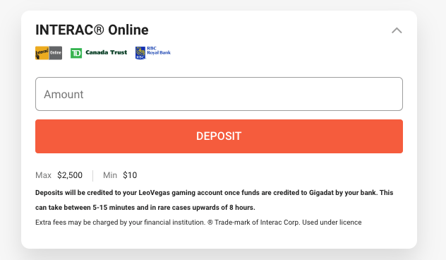 Deposit at Leovegas