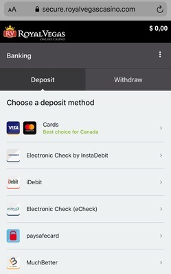 Mobile banking option